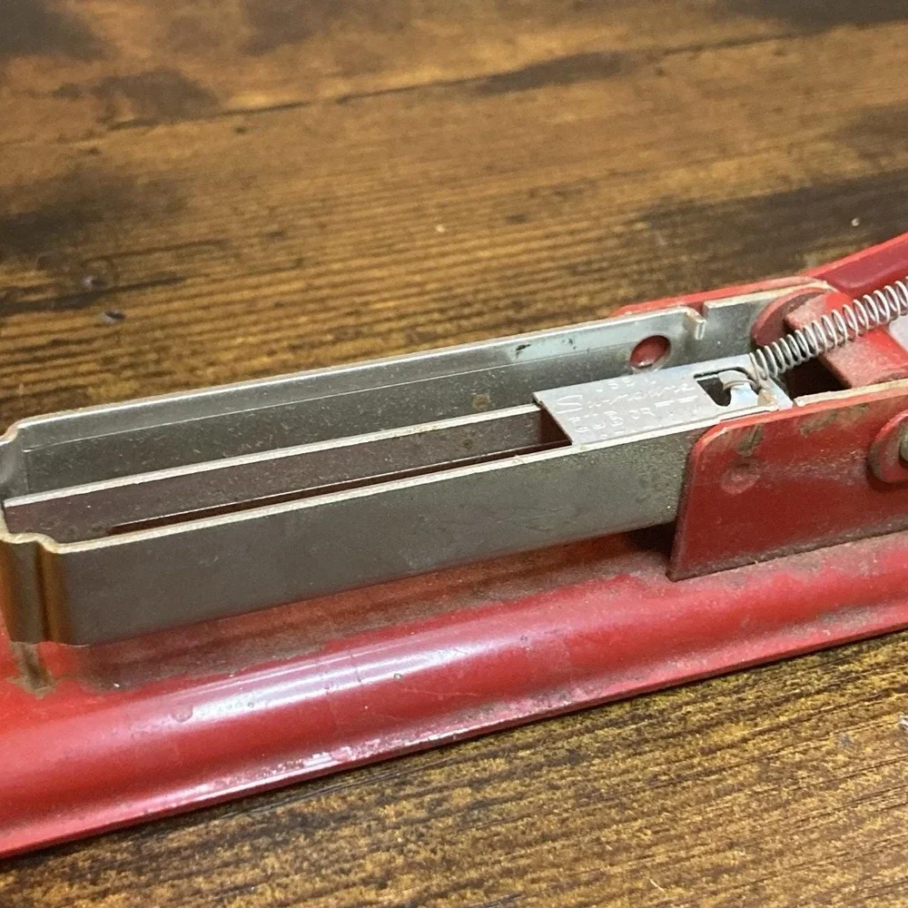 Vtg Swingline CUB Red Metal Stapler 50s MCM Style Desk Accessory USA Works 5